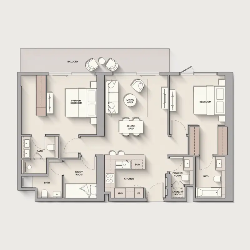 2,5 bedroom floor plan