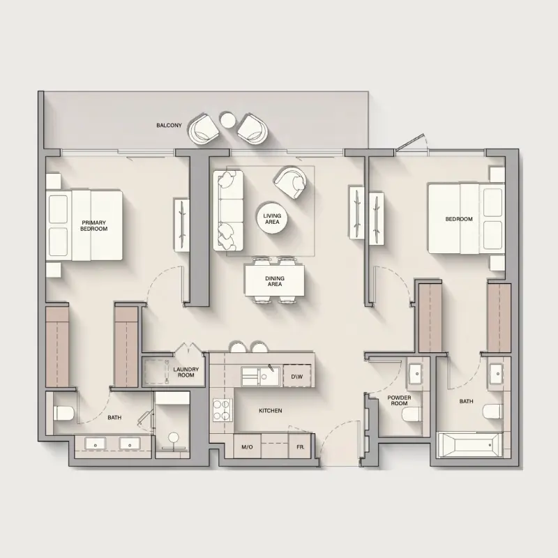 2 bedroom floor plan