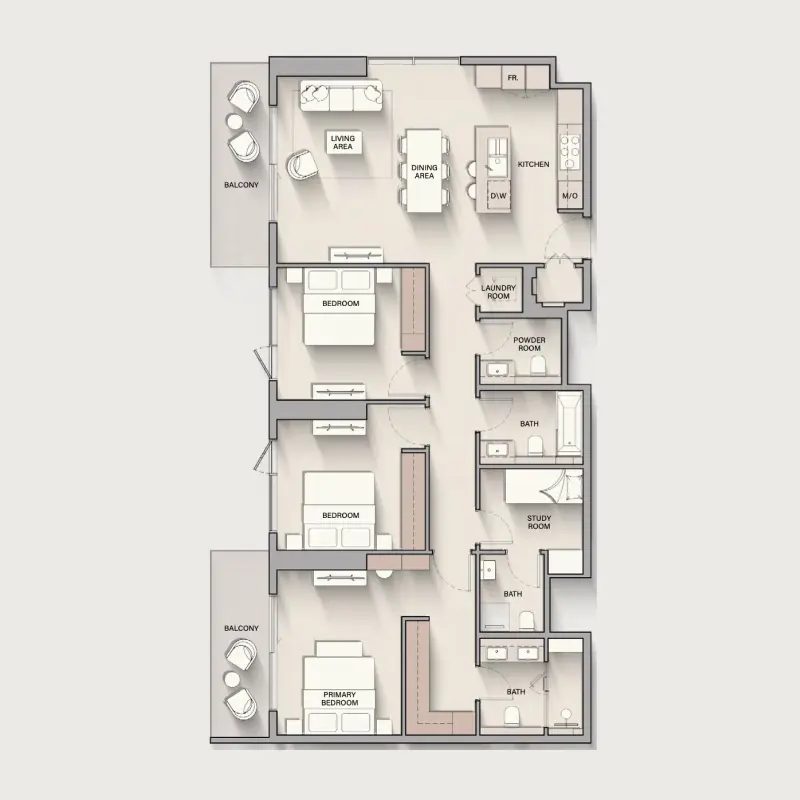 3 bedroom floor plan
