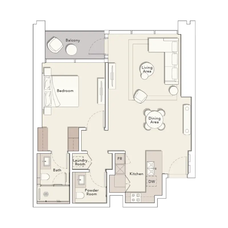 1 bedroom floor plan