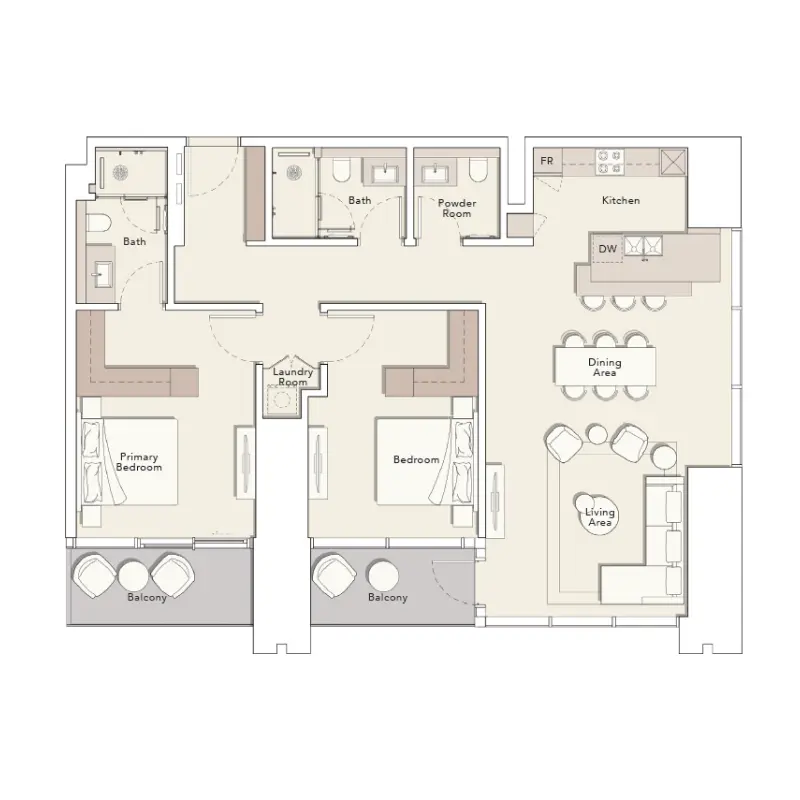2 bedroom floor plan