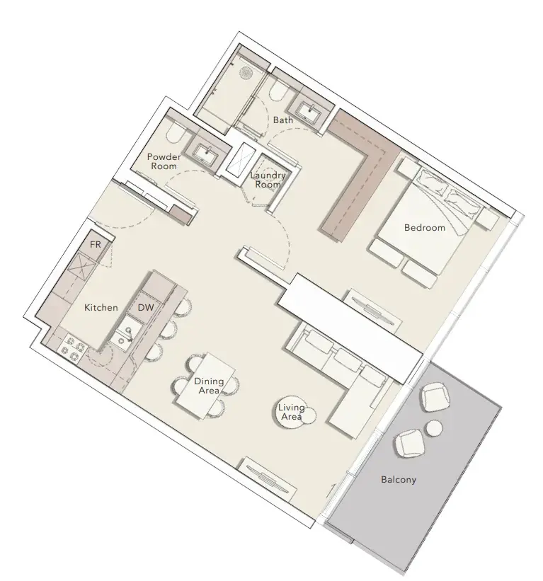 1 Bedroom apartments - Mercer House floor plan