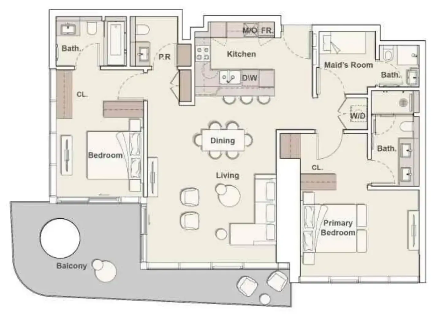 2 Bedrooms apartments - Mercer House floor plan