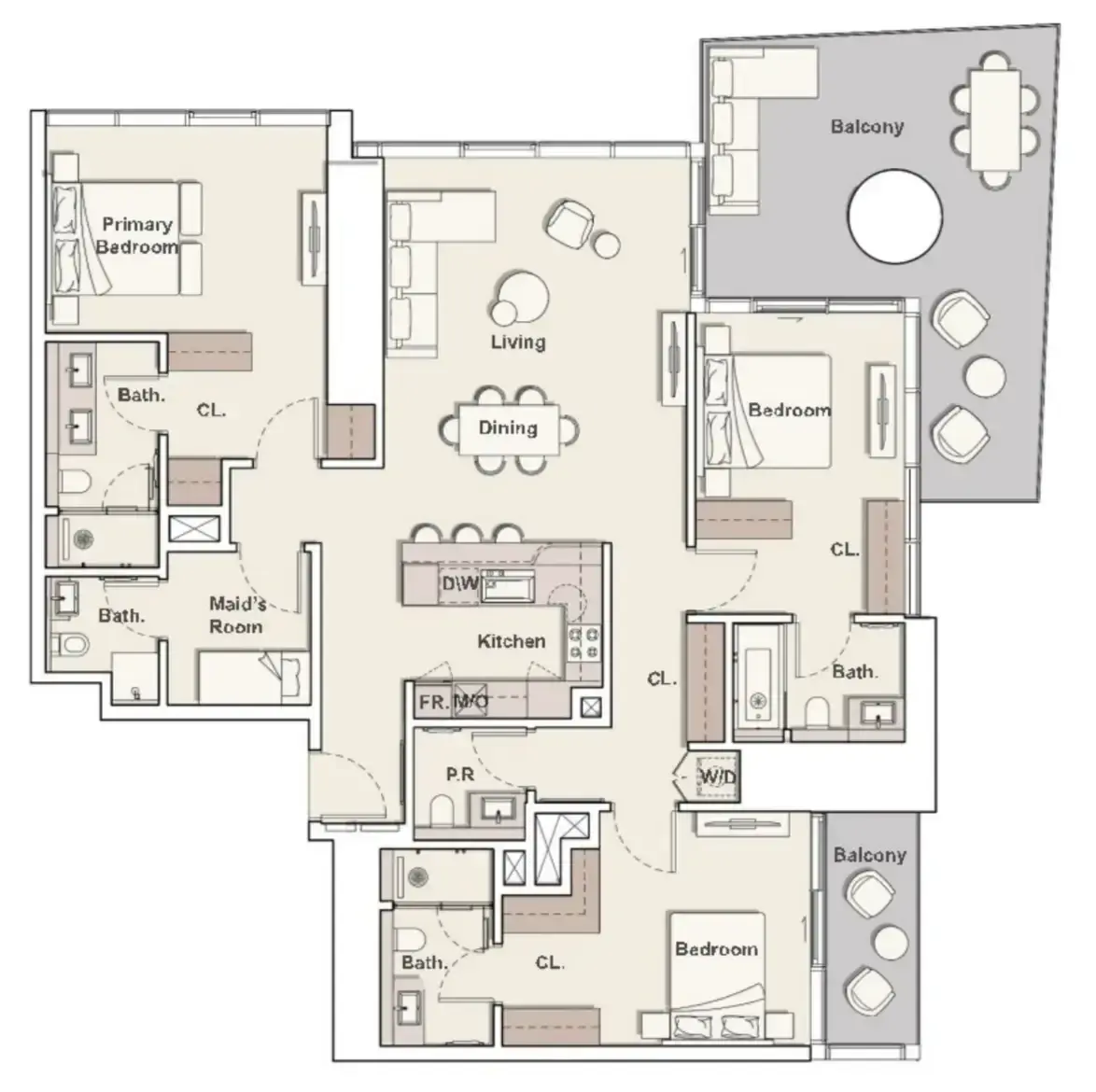 3 Bedrooms apartments - Mercer House floor plan