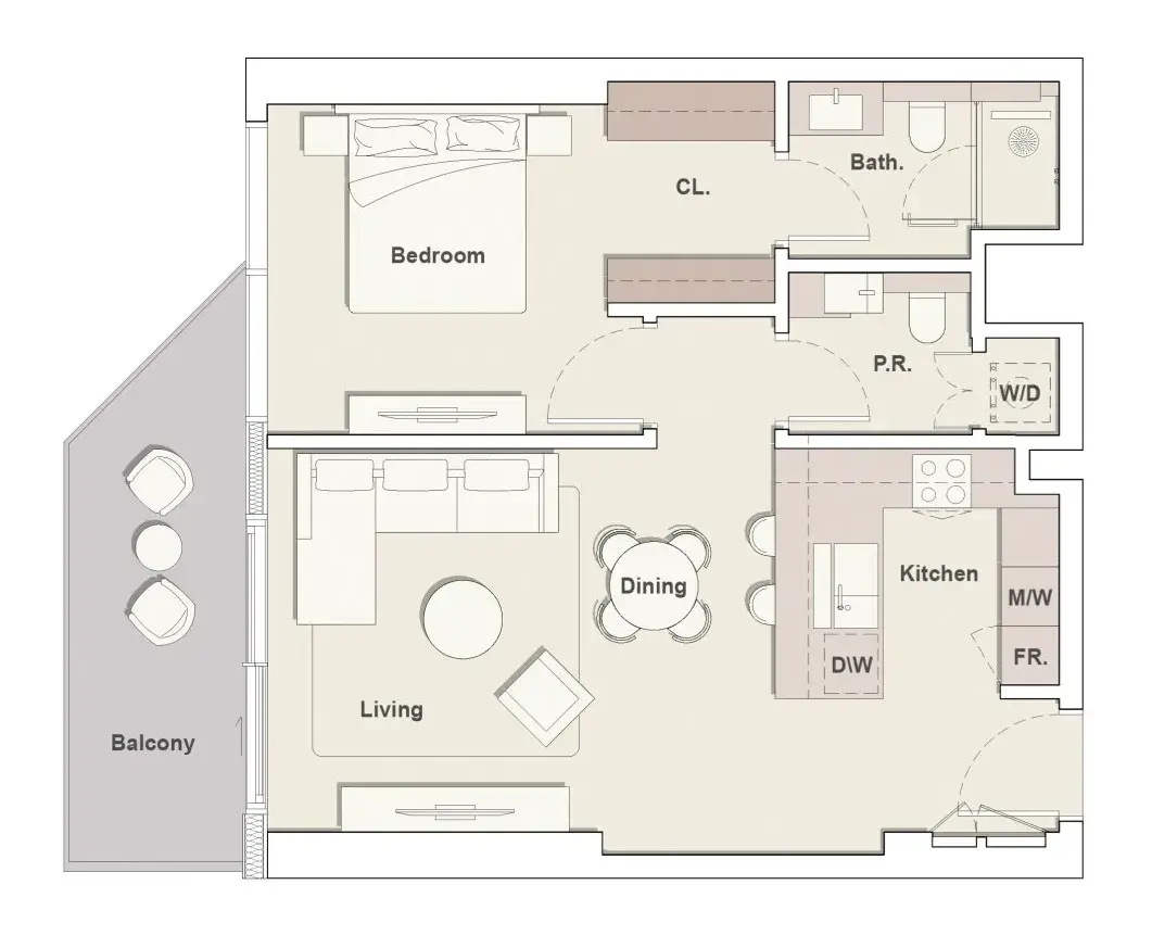 1 Bedroom apartments - Eltiera Heights floor plan