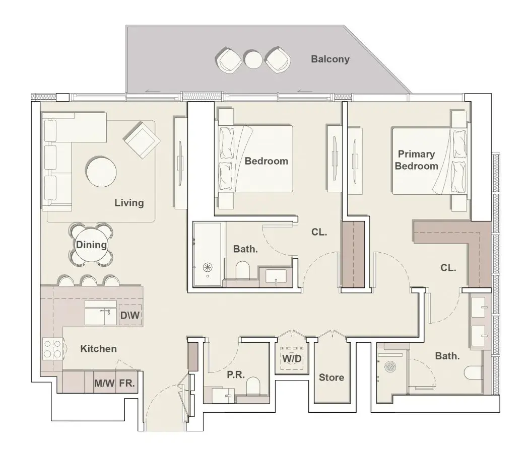 2 Bedrooms apartments - Eltiera Heights floor plan