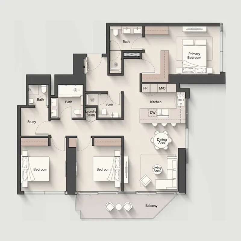 3 bedroom Apartments -  Eltiera Heights floor plan
