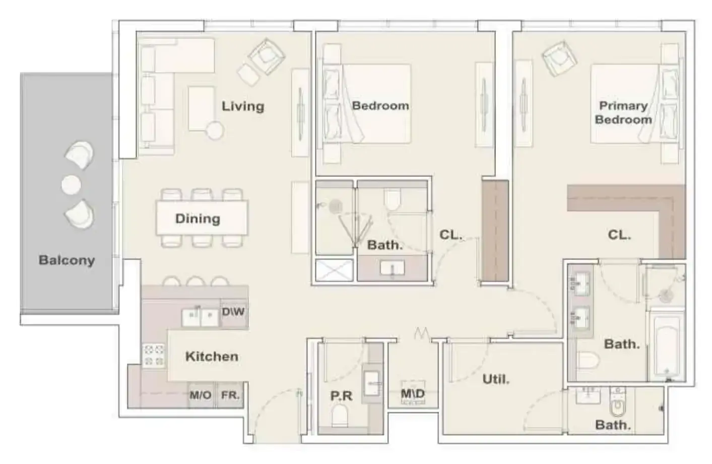 2 Bedrooms apartments - The Quayside floor plan