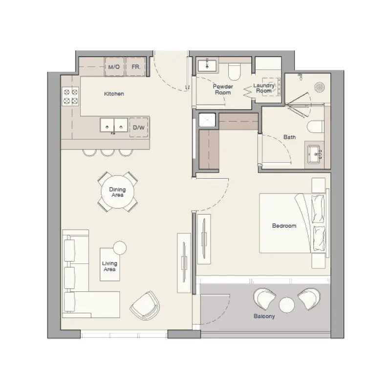 1 bedroom floor plan