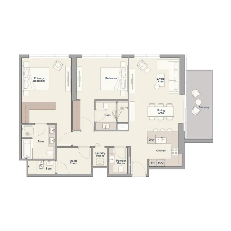 2 bedroom floor plan