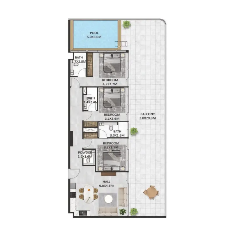 3 bedroom floor plan