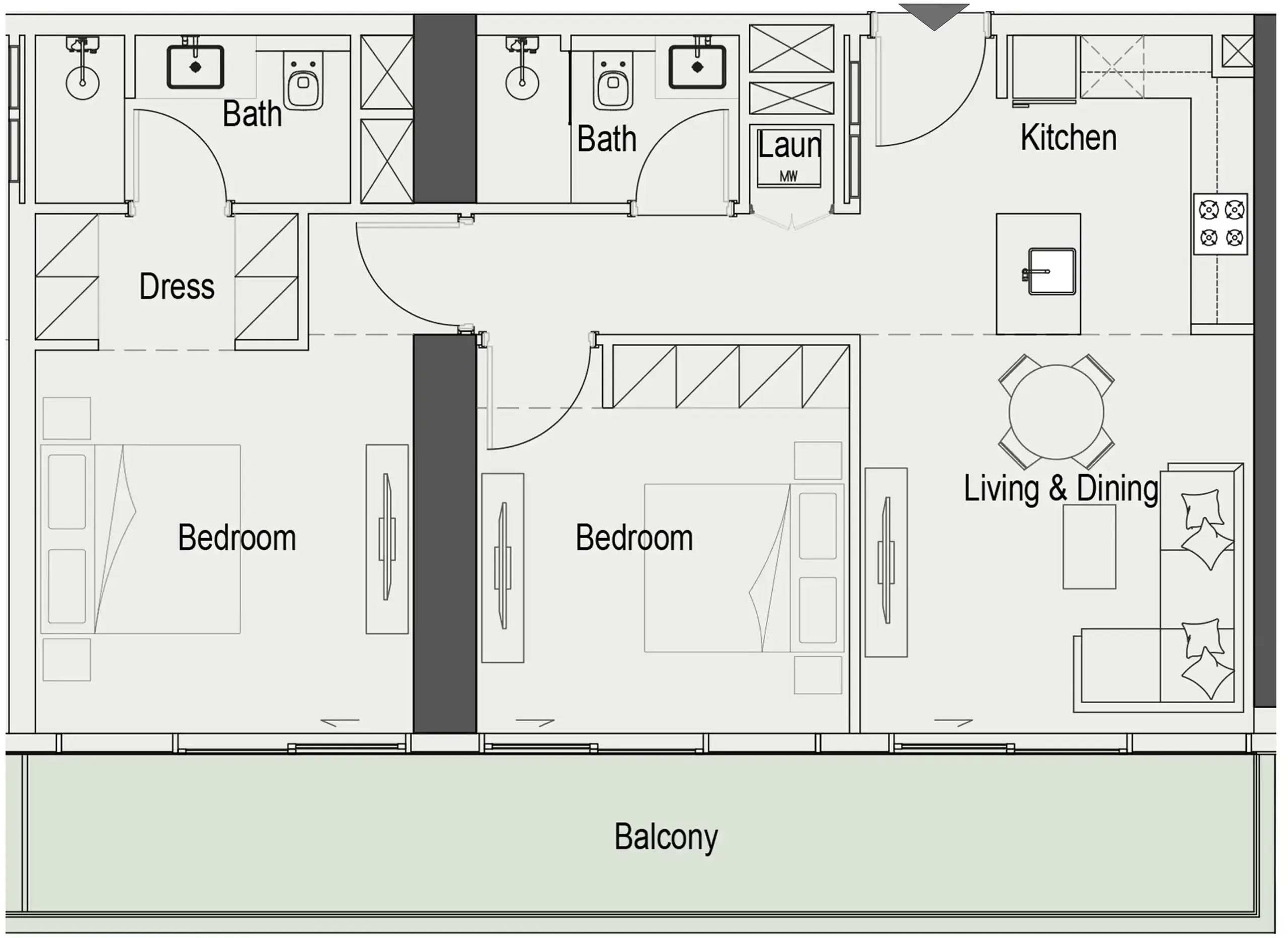 2 Bedrooms apartments - Sierra by Iman floor plan