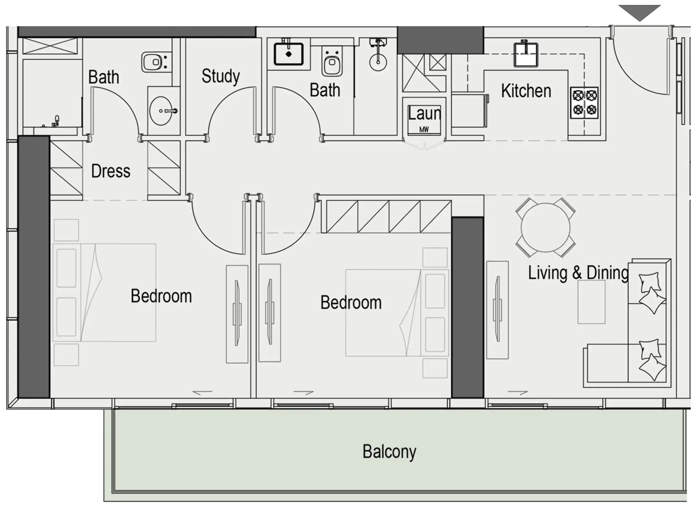 2.5 bedrooms apartments - Sierra by Iman floor plan