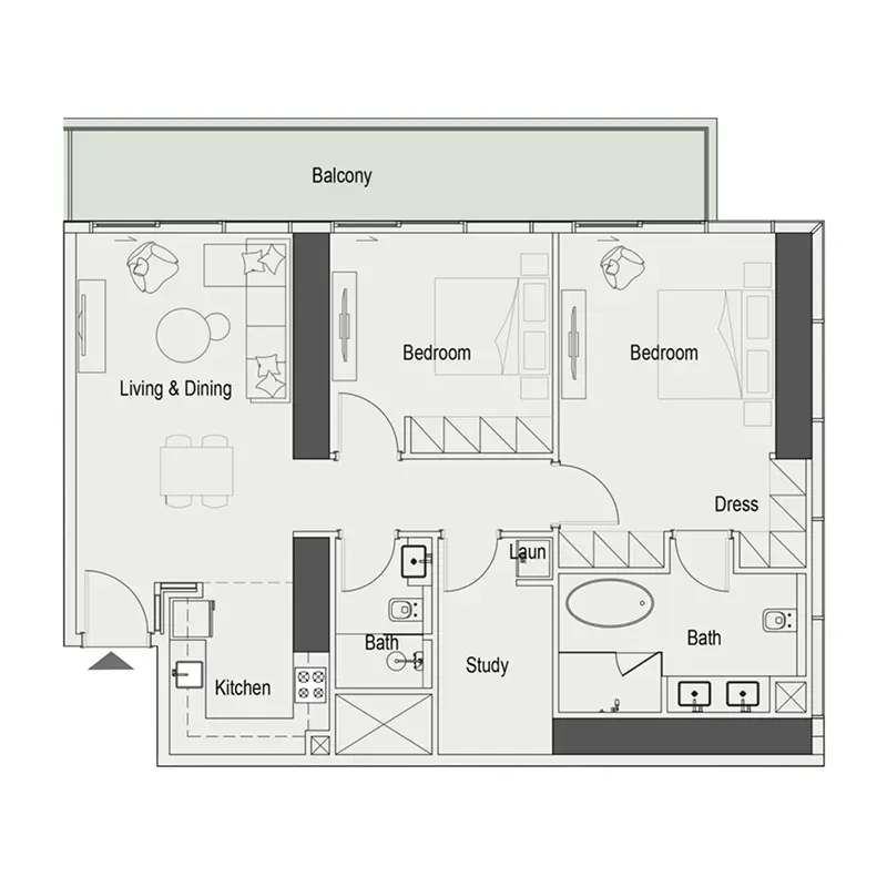 2,5 bedroom Apartments -  Sierra by Iman floor plan