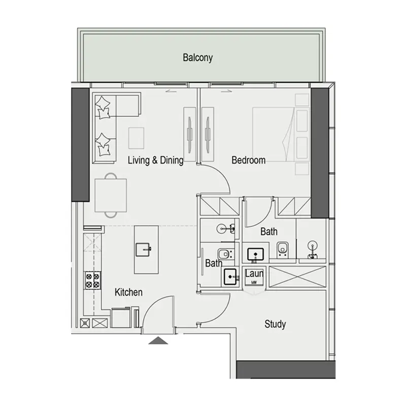 1,5 bedroom Apartments -  Sierra by Iman floor plan