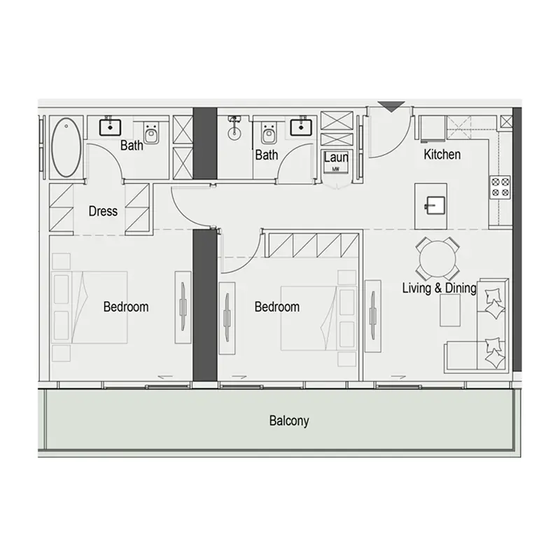 2 bedroom Apartments -  Sierra by Iman floor plan