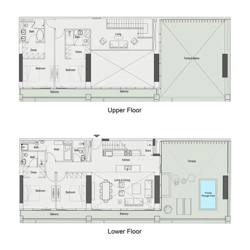 4 bedroom + pool Duplex -  Sierra by Iman floor plan