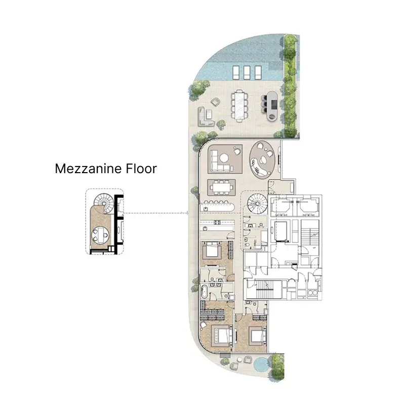 3 Bedrooms penthouse - Casa AHS floor plan