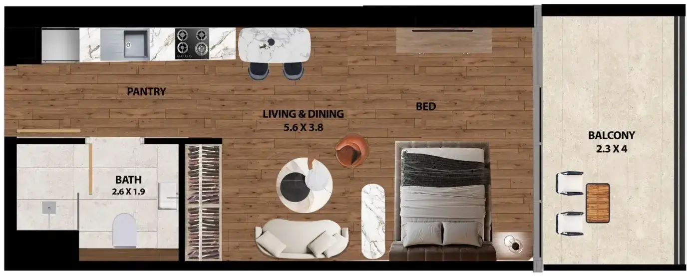 Studio apartments - Marquis One floor plan