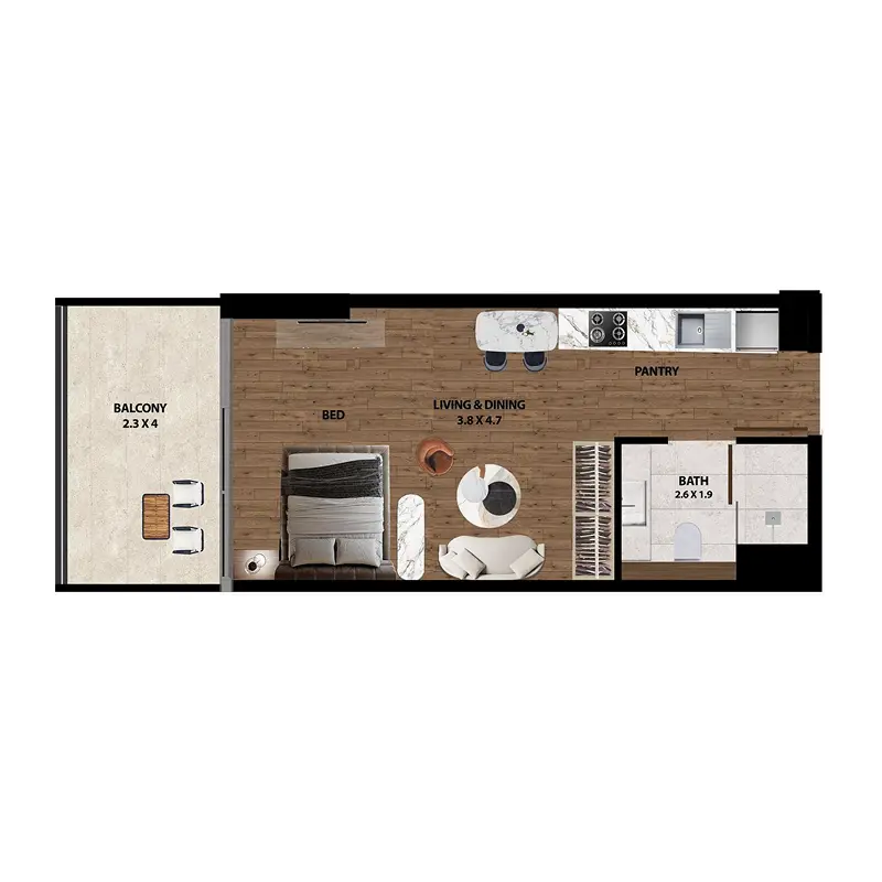 Studio Apartments -  Marquis One floor plan