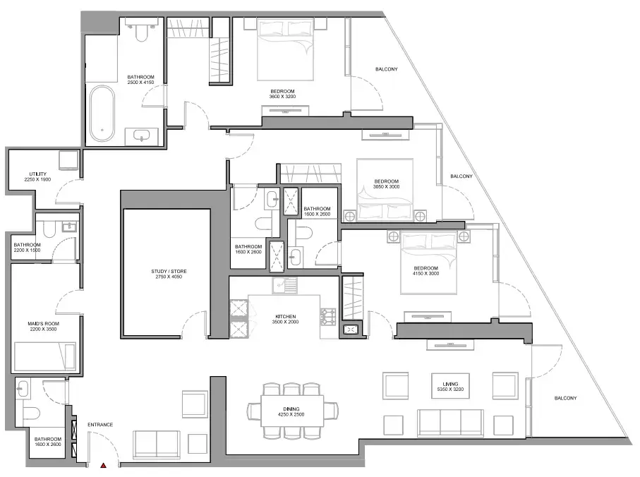 3.5 bedrooms apartments - Skyvue Solair floor plan