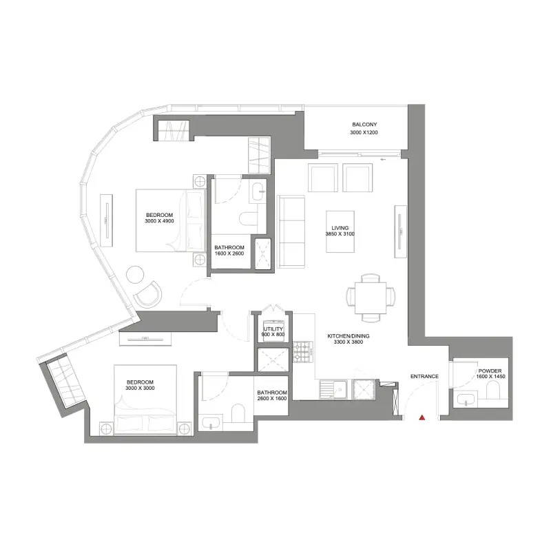 2 bedroom floor plan