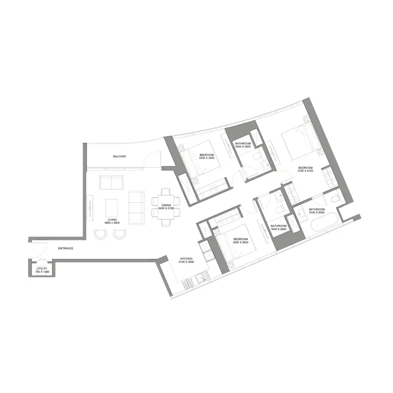 3 bedroom floor plan
