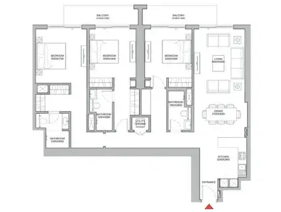 3 Bedrooms apartments - 320 Riverside Crescent floor plan