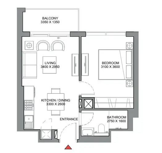 1 Bedroom apartments - 350 Riverside Crescent floor plan