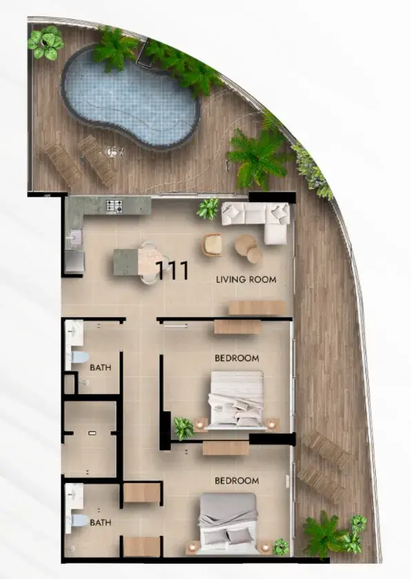 2 Bedrooms apartments - Parkside Boulevard floor plan