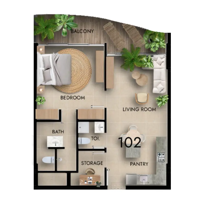 1 bedroom floor plan