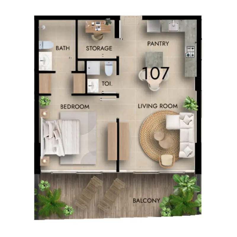 2 bedroom floor plan