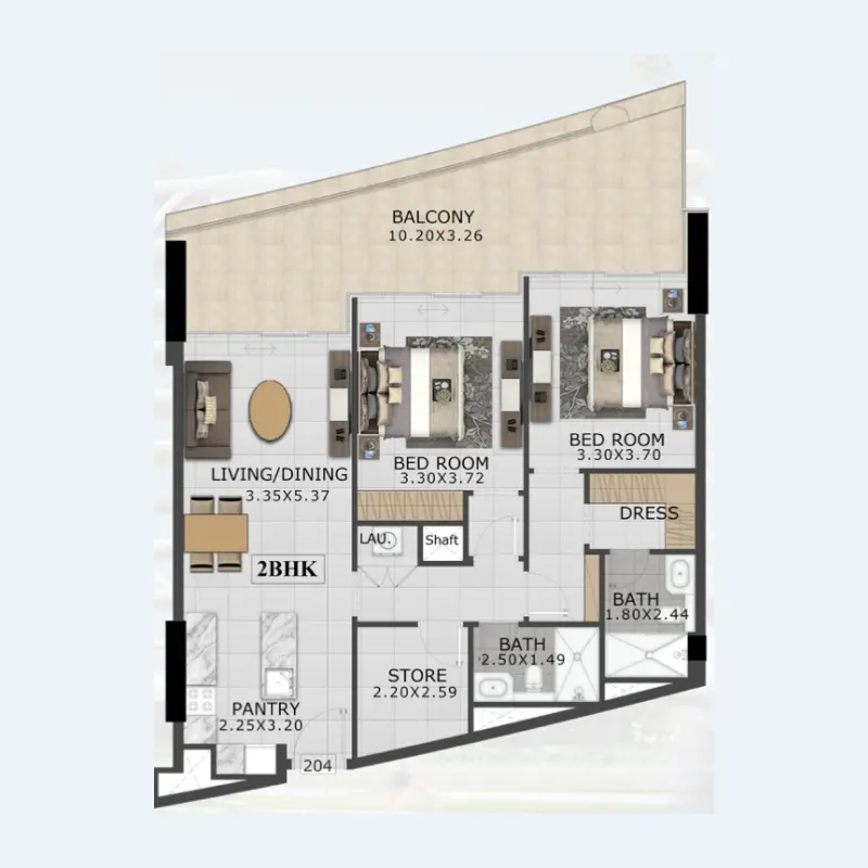 2 bedroom floor plan