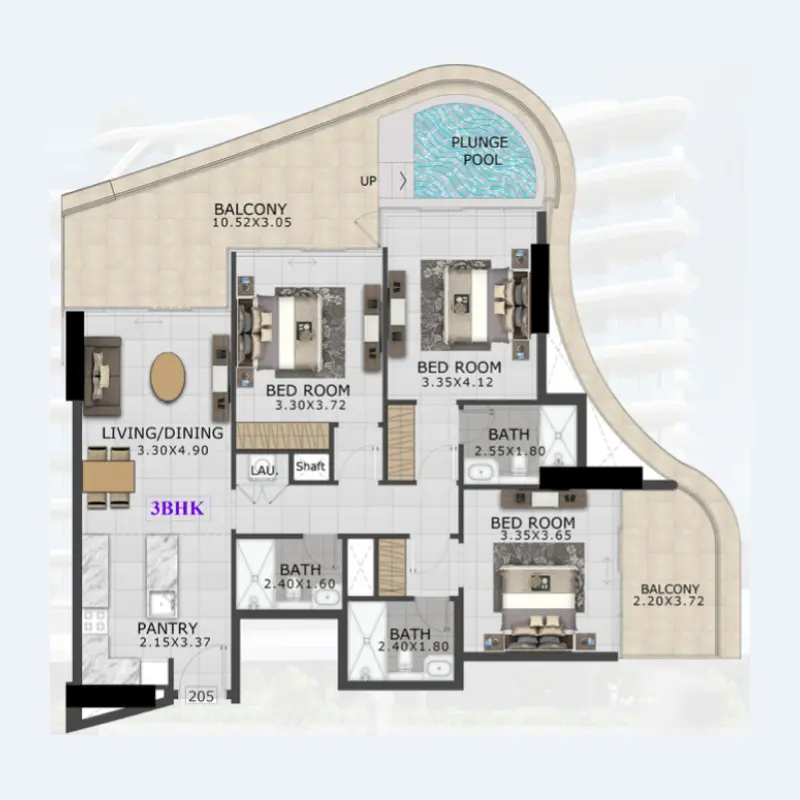 3 bedroom floor plan