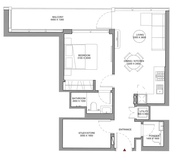 1.5 bedrooms apartments - Sobha Solis floor plan
