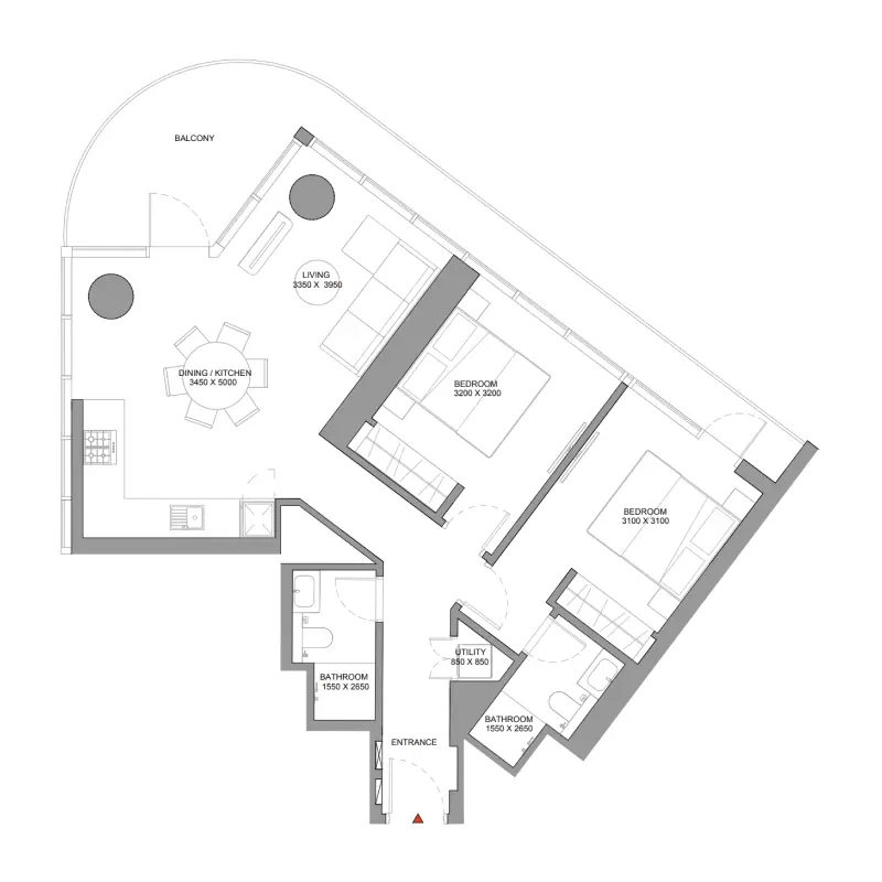 2 bedroom floor plan