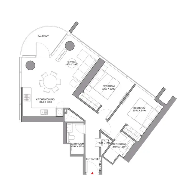 2 bedroom floor plan