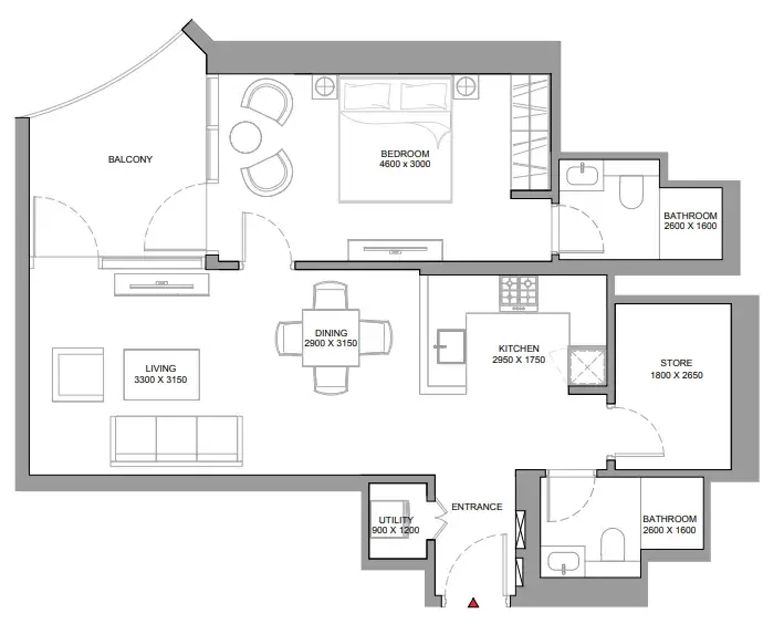 1 Bedroom apartments - Skyvue Stellar floor plan
