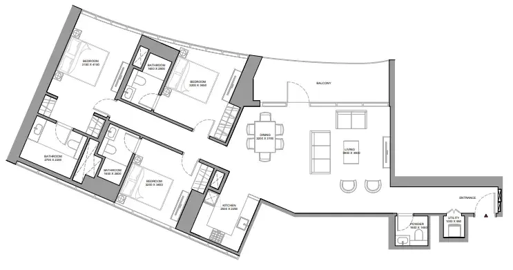 3 Bedrooms apartments - Skyvue Stellar floor plan