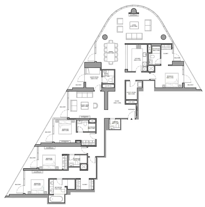4 Bedrooms apartments - Skyvue Stellar floor plan