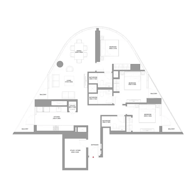 3,5 bedroom Apartments -  Skyvue Stellar floor plan
