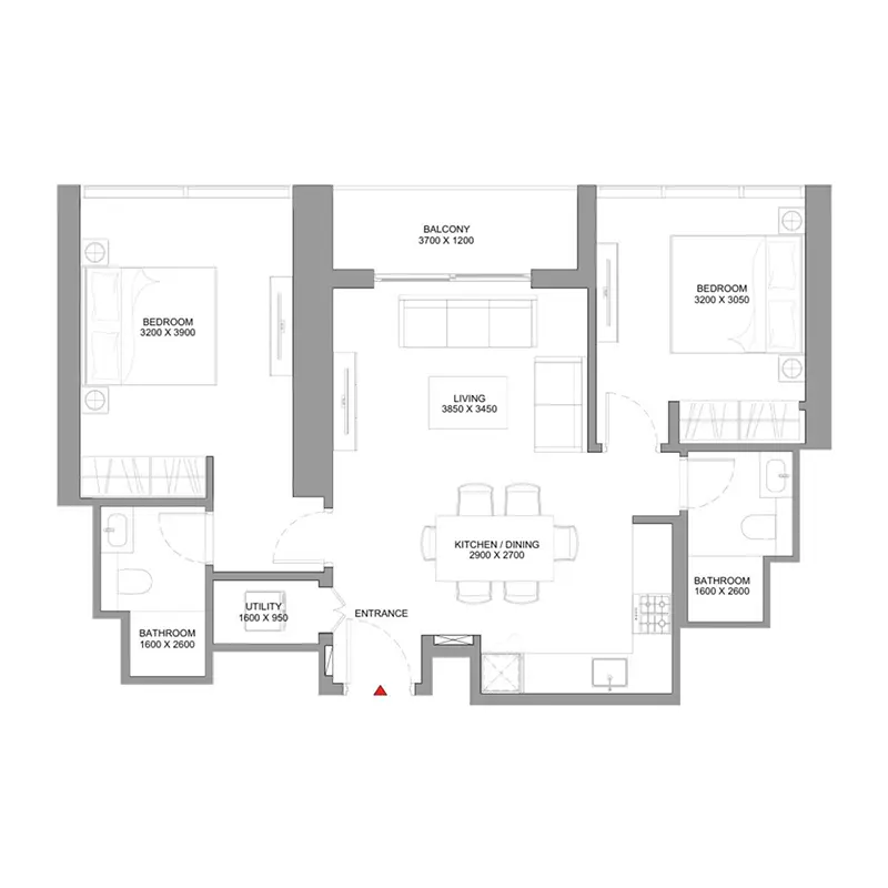 2 bedroom Apartments -  Skyvue Stellar floor plan