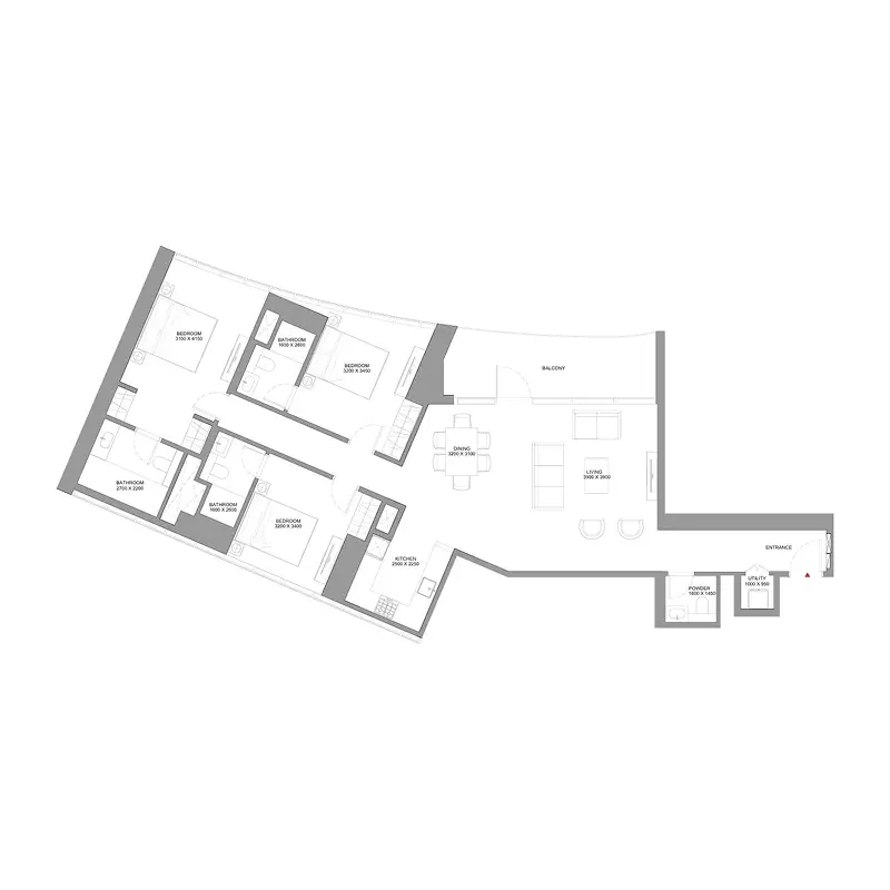 3 bedroom Apartments -  Skyvue Stellar floor plan