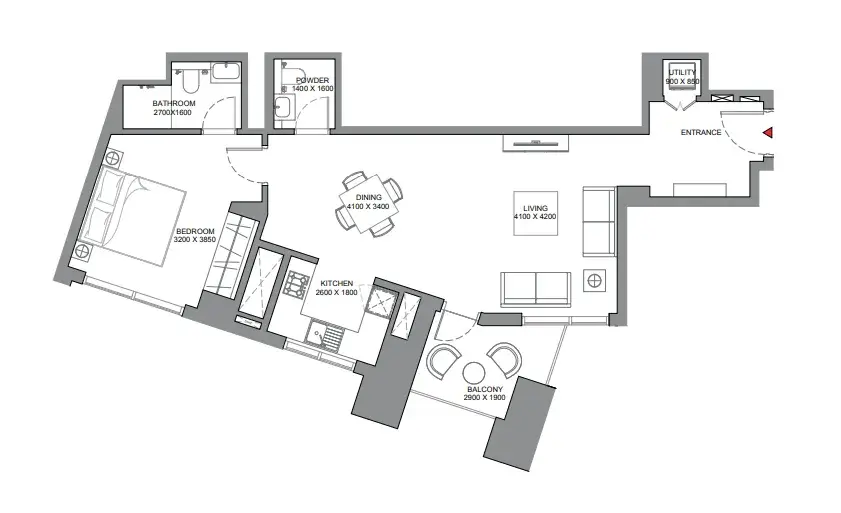 1 Bedroom apartments - Skyscape floor plan