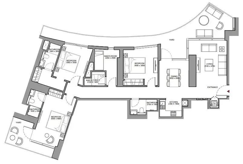 3 Bedrooms apartments - Skyscape floor plan