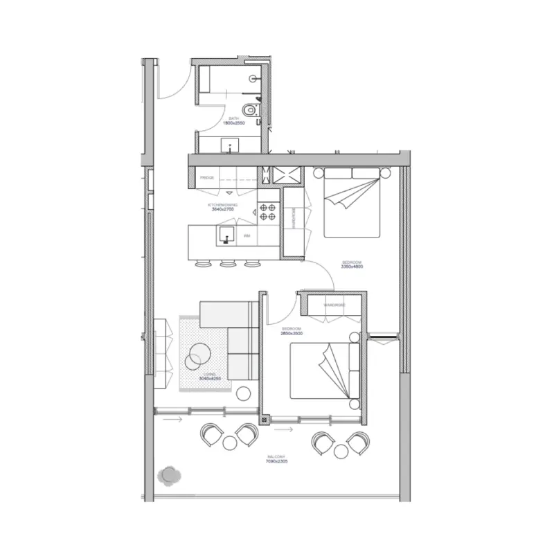 2 bedroom floor plan