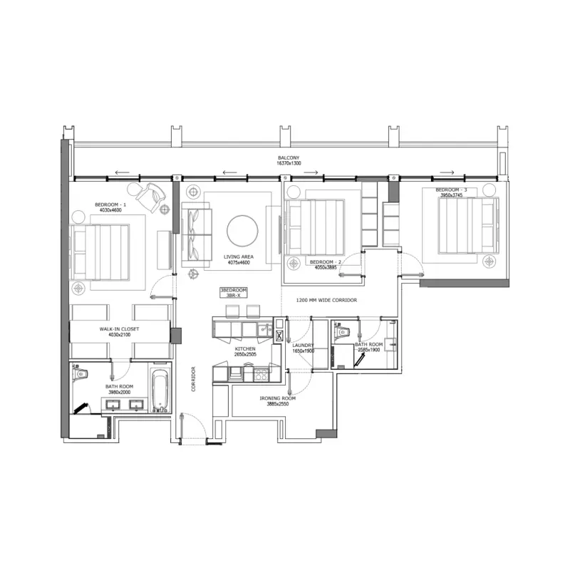 3 bedroom floor plan