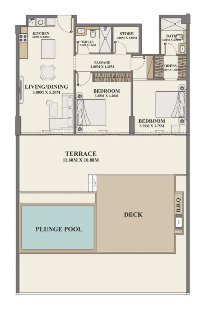 2.5 bedrooms apartments - Celeste Heights floor plan