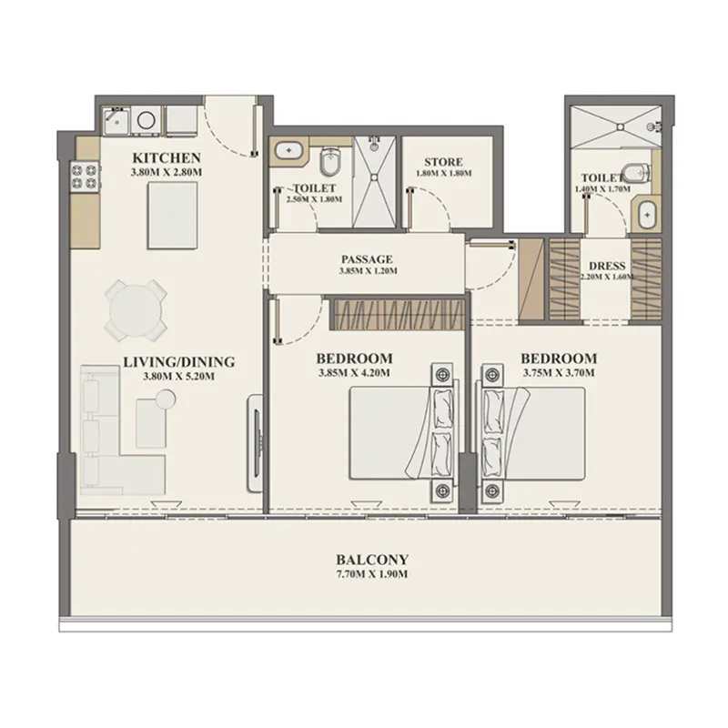 2,5 bedroom floor plan