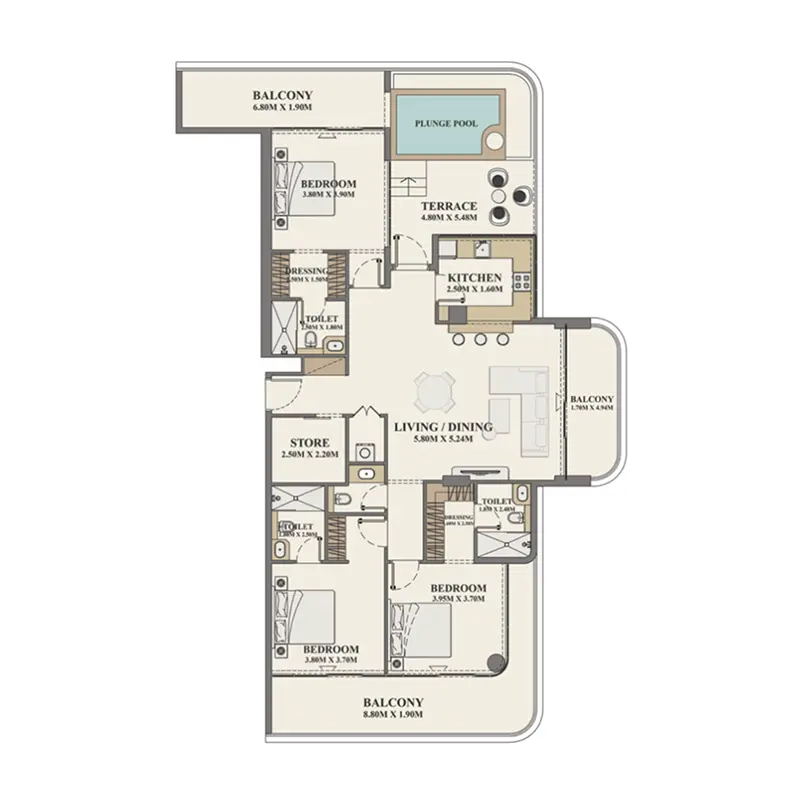 3,5 bedroom floor plan